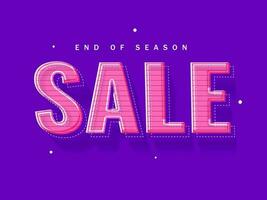 End Of Season Sale Poster Design In Purple Color For Advertising. vector