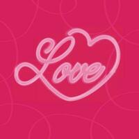 Glass Effect Love Font With Heart On Pink Spring Spiral Pattern Background. vector