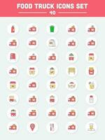 Red And Yellow Color Set Of Street Marketing Stall Circle Icons. vector