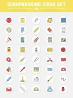 Set Of Colorful 40 Scrapbook Icon On Circle Background. vector