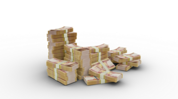 Stack of 1000 Afghan Afghani notes. 3d rendering of bundles of money isolated on  transparent background png