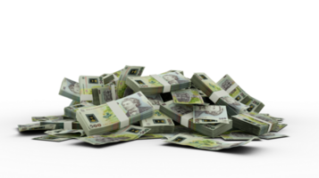 3D Stack of romanian leu notes isolated on transparent background png