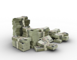 Stack of Czech Koruna notes. 3d rendering of bundles of money isolated on transparent background png