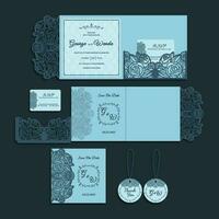 Laser Cut Wedding Invitation in Blue Color vector