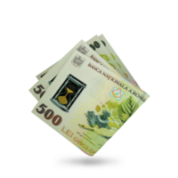 3d rendering of Folded Romanian Leu notes isolated on transparent background. png