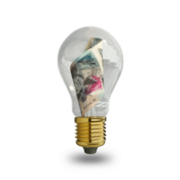 3d rendering of East Caribbean Dollar note inside transparent light bulb isolated on transparent background, creative thinking. Making money by solving problem. idea concept png