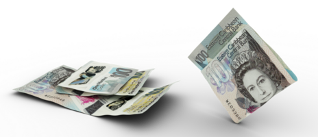 Set of East Caribbean Dollar note isolated on transparent background. 3d rendering png