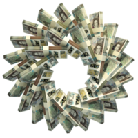3d representación de pilas de este caribe dólar arreglado en un circular modelo. png