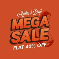 Mother's Day Mega Sale Poster Design With Discount Offer And Pregnant Lady On Orange Background. vector