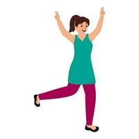 Character Of Cheerful Teenage Girl Dancing On White Background. vector