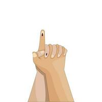 Two Folded Human Hands With Voting Sign On White Background. vector