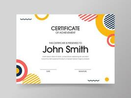 Certificate Of Achievement Template With Geometric Element In White Color. vector