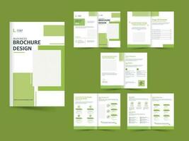 Double-Sides Of Bi-Fold Brochure Template Set With Copy Space In White And Green Color. vector