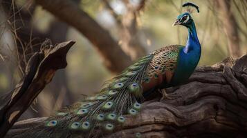 The elegant Peacocks are very colorful, photo