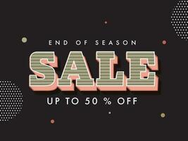 End Of Season Sale Poster Design With Discount Offer In Black Color. vector