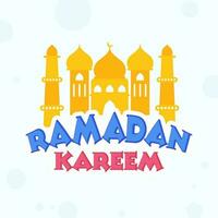 Ramadan Kareem Font With Flat Mosque On White Background. vector