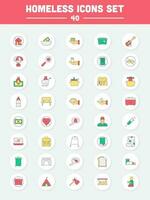 40 Colorful Homeless Circle Icon Set In Flat Style. vector