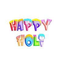 Colorful Happy Holi Font With Dripping Effect On White Background. vector