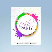 Holi Party Flyer Or Invitation Card With Mandala Pattern In White Color. vector