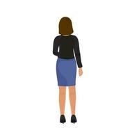 Back View Of Businesswoman Standing Against White Background. vector