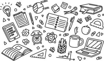 Vector set of doodles education elements and icons.