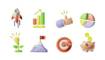 Set of business icon. 3D render vector