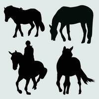 Horse silhouette group set vector