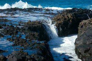 Waves in the ocean in winter time photo