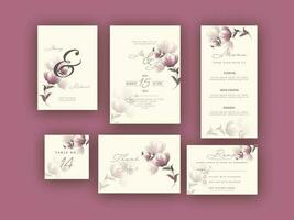 Elegant Wedding Invitation Card Template Layout In Six Options. vector