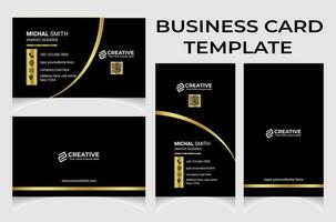 Clean and creative business card template with portrait and landscape orientation. Modern business card horizontal and vertical layout. vector