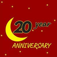 20 years anniversary logo template. 20th anniversary, for wedding anniversary icon. Simple and cool symbol image, red background dotted with stars. vector