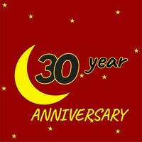 30 years anniversary logo template. 30th anniversary, for wedding anniversary icon. Simple and cool symbol image, red background dotted with stars. vector