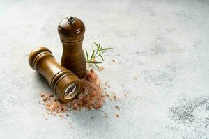 Himalayan pink salt is herb seasoning from himalaya and isolated on white abstract background with copy space photo