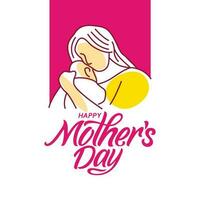 Happy Mother's Day Greeting vector typography with Mother and child