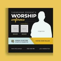 folleto de la conferencia de alabanza y adoración de la iglesia banner web y redes sociales vector