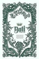 Luxury Balinese typography with border decoration flower, abstract frame illustration vector