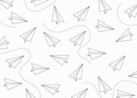 background with paper airplane pattern vector