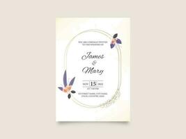 Wedding Invitation Template Design In White Color. vector