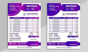 invoice template vector with abstract shapes