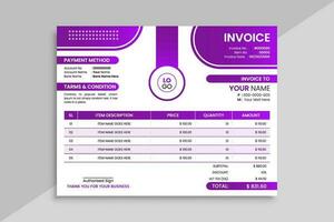 Invoice template with money receipt table vector