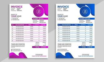 invoice template vector with abstract shapes