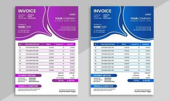 invoice template vector with abstract shapes