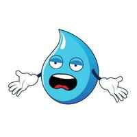 Water Drop Mascot with angry gesture. Vector illustration isolated on white background