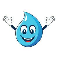 Water drop mascot with happy smiling face. Vector illustration isolated on white background