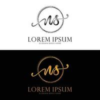 Initial NS beauty monogram and elegant logo design handwriting logo of initial signature, wedding, fashion, floral and botanical with creative template vector