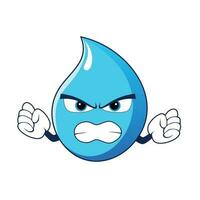 Water Drop Mascot with angry gesture. Vector illustration isolated on white background