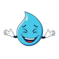 Water drop mascot laughing happily. Vector illustration isolated on white background