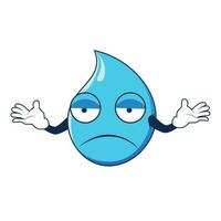 Water drop mascot with confused gesture. Vector illustration isolated on white background