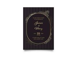 Wedding Invitation Card With Event Details In Brown Color. vector