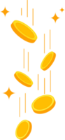 Gold coins falling on piles. Cash money pile.finance concept in flat style png